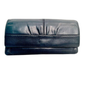 Coach Tri-fold Ashley Pleated Black Leather Wallet